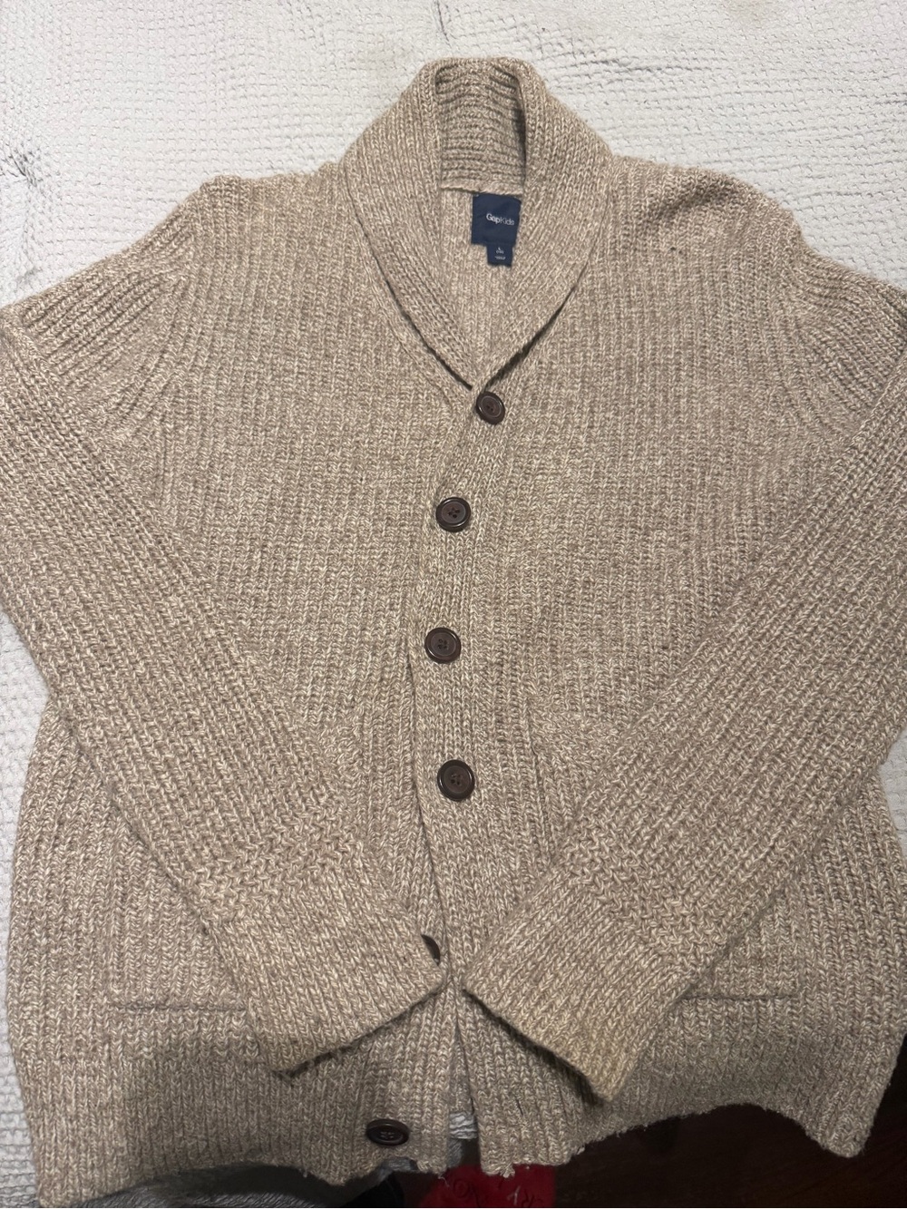 GAP Beige Shawl-Collar Button Cardigan